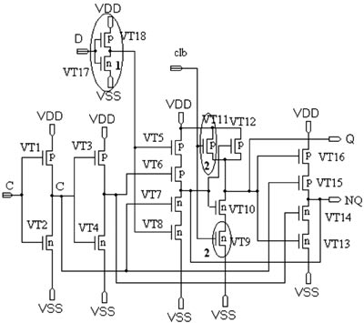 Исходное описание электрической схемы D-триггер на основе динамических ключей с одним синхровходом, со входом clb.