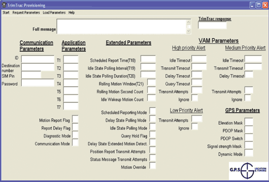Окна интерфейса для программирования навигатора TrimTrac Pro