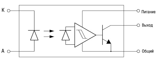 Схема фотомикродатчика со встроенным усилителем 