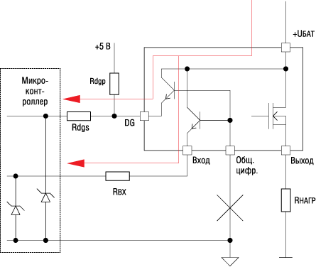 Ограничение тока через микроконтроллер при обрыве общего цифрового провода 