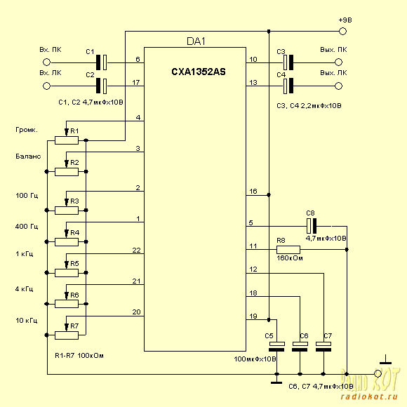 Схема стерео эквалайзера